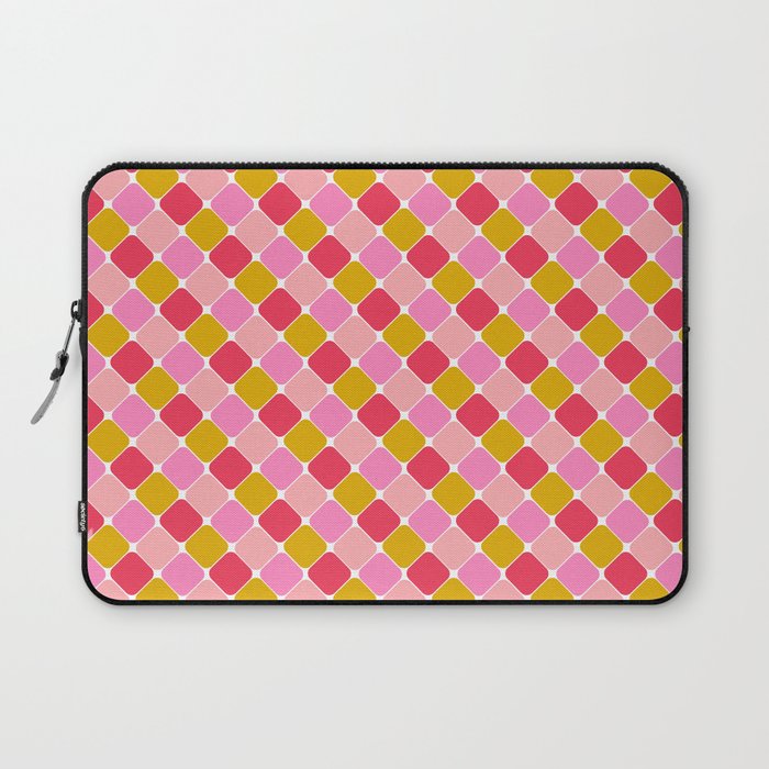 Checkered Geometric Shapes - Pink, Red, Yellow Laptop Sleeve Gallery Image 1