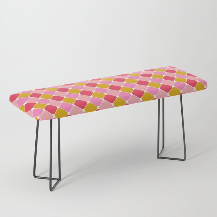 Checkered Geometric Shapes - Pink, Red, Yellow Bench Gallery Image 1