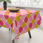 Checkered Geometric Shapes - Pink, Red, Yellow Tablecloth Gallery Image 3