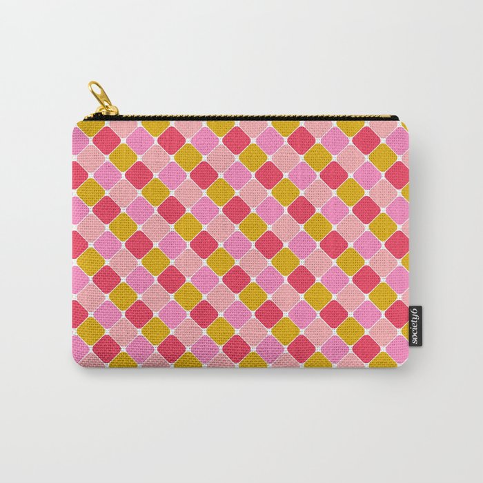 Checkered Geometric Shapes - Pink, Red, Yellow Carry All Pouch Gallery Image 1