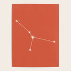 Cancer Zodiac Star Constellation Line Art Coral Red Poster Gallery Image 4