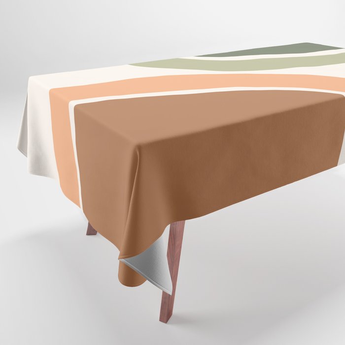 Abstract Shapes 55.2 in Sage Green and Terracotta (Rainbow Abstraction) Tablecloth Gallery Image 1