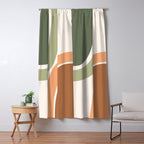 Abstract Shapes 55.2 in Sage Green and Terracotta (Rainbow Abstraction) Window Curtain Gallery Image 5