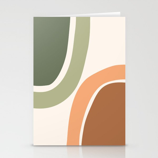 Abstract Shapes 55.2 in Sage Green and Terracotta (Rainbow Abstraction) Stationery Card Gallery Image 1