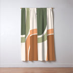 Abstract Shapes 55.2 in Sage Green and Terracotta (Rainbow Abstraction) Window Curtain Gallery Image 3