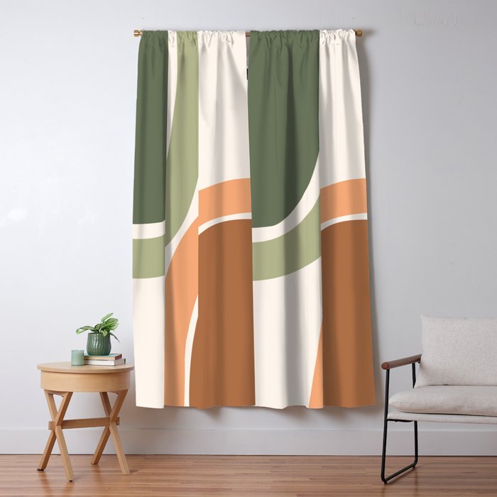 Abstract Shapes 55.2 in Sage Green and Terracotta (Rainbow Abstraction) Window Curtain Gallery Image 1
