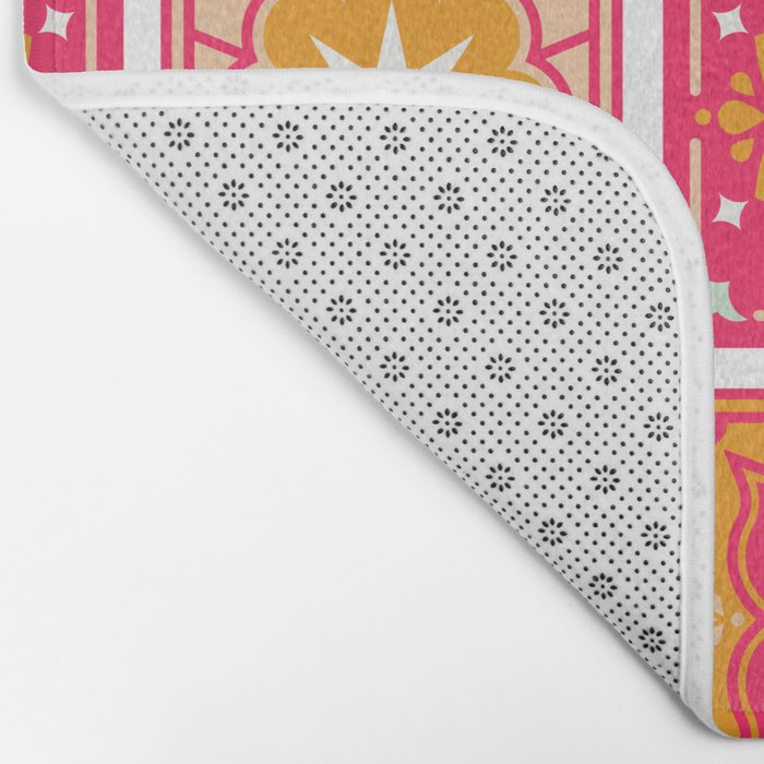 Talavera Mexican Tile - Hot Pink & Orange Palette Bath Mat Gallery Image 2