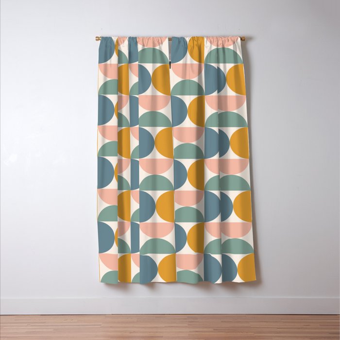 Bauhaus Mid Century Modern Geometric Pattern XVI Window Curtain Gallery Image 3