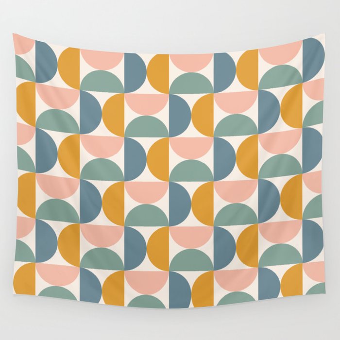Bauhaus Mid Century Modern Geometric Pattern XVI Wall Tapestry Gallery Image 4