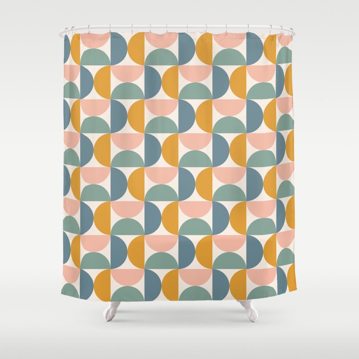 Bauhaus Mid Century Modern Geometric Pattern XVI Shower Curtain Gallery Image 1