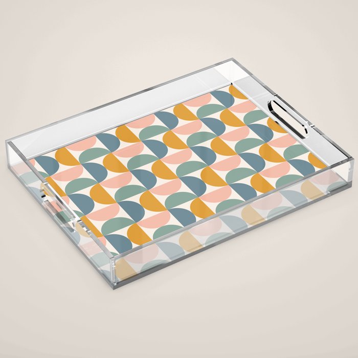 Bauhaus Mid Century Modern Geometric Pattern XVI Acrylic Tray Gallery Image 1