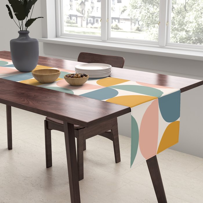 Bauhaus Mid Century Modern Geometric Pattern XVI Table Runner Gallery Image 2