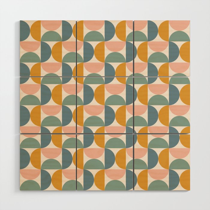 Bauhaus Mid Century Modern Geometric Pattern Xvi Wood Wall Art