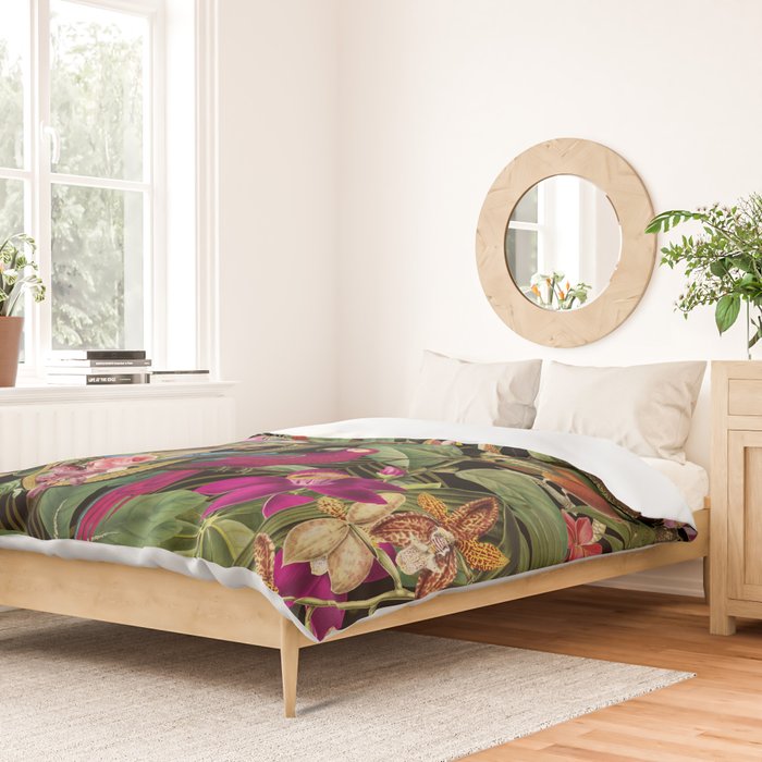 Snake Princess Tropical Jungle Vibes Multicolor  Black Duvet Cover Gallery Image 2