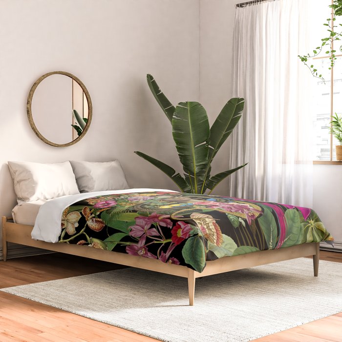 Snake Princess Tropical Jungle Vibes Multicolor  Black Comforter Gallery Image 2