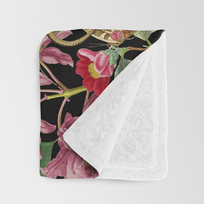 Snake Princess Tropical Jungle Vibes Multicolor  Black Throw Blanket Gallery Image 3
