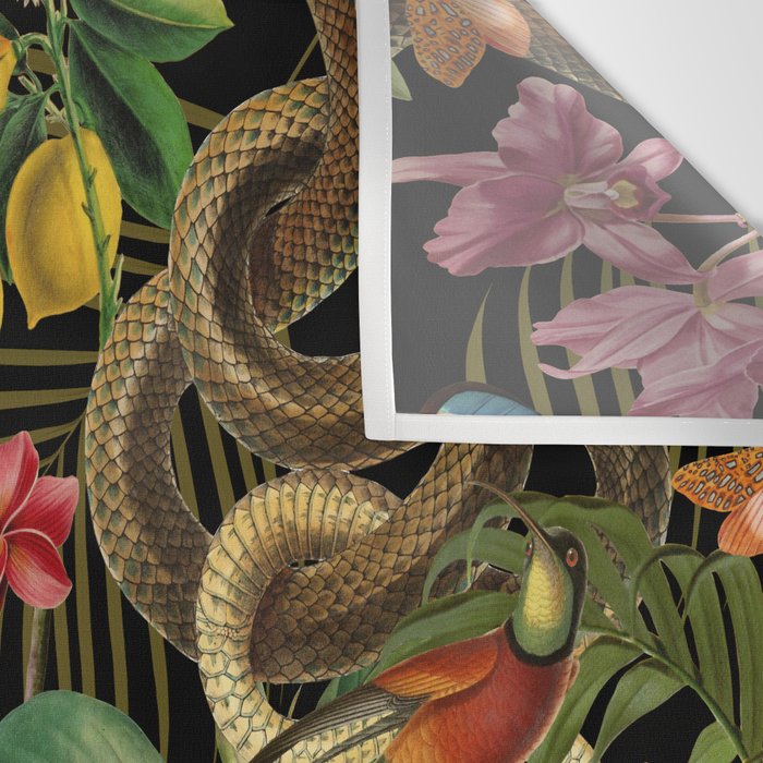 Snake Princess Tropical Jungle Vibes Multicolor  Black Wall Tapestry Gallery Image 3