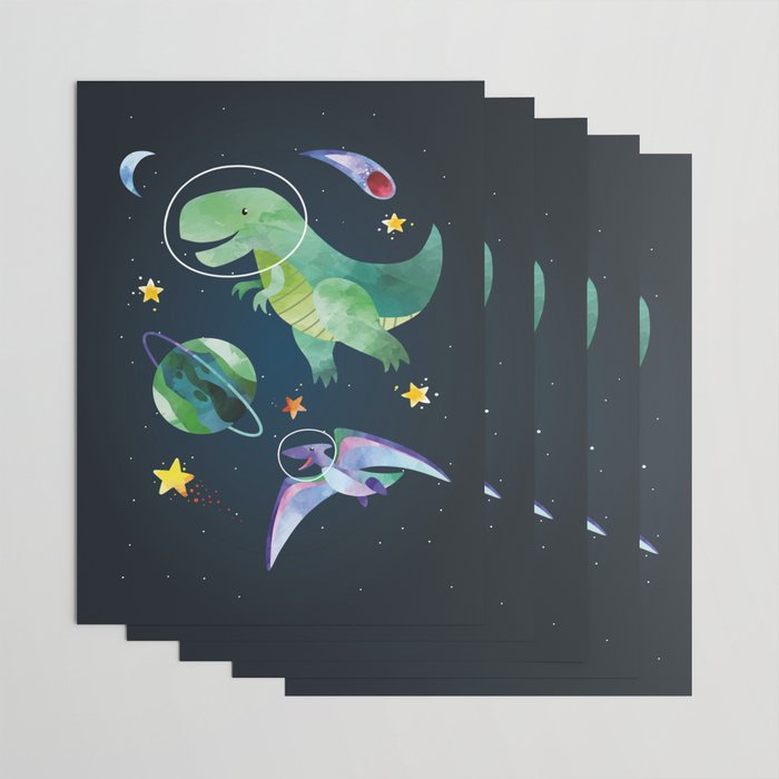 Space T-Rex dinosaur Wrapping Paper Gallery Image 3