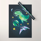 Space T-Rex dinosaur Wrapping Paper Gallery Image 1