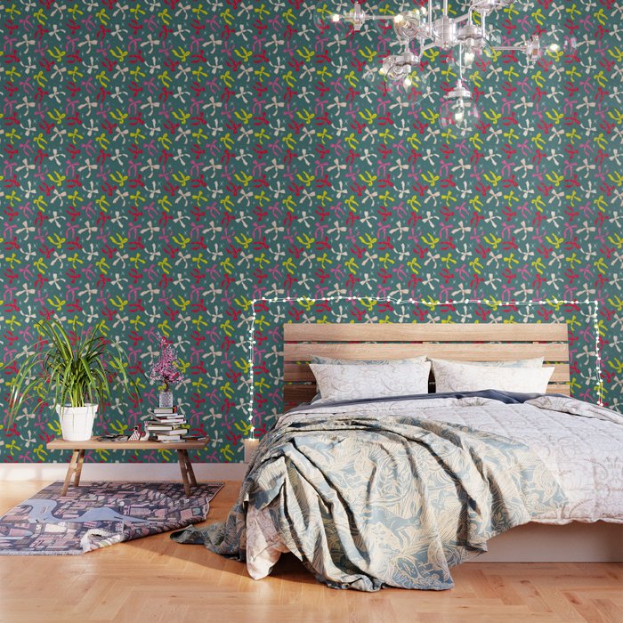 Festive Ribbons Pattern On Teal Wallpaper Gallery Image 3