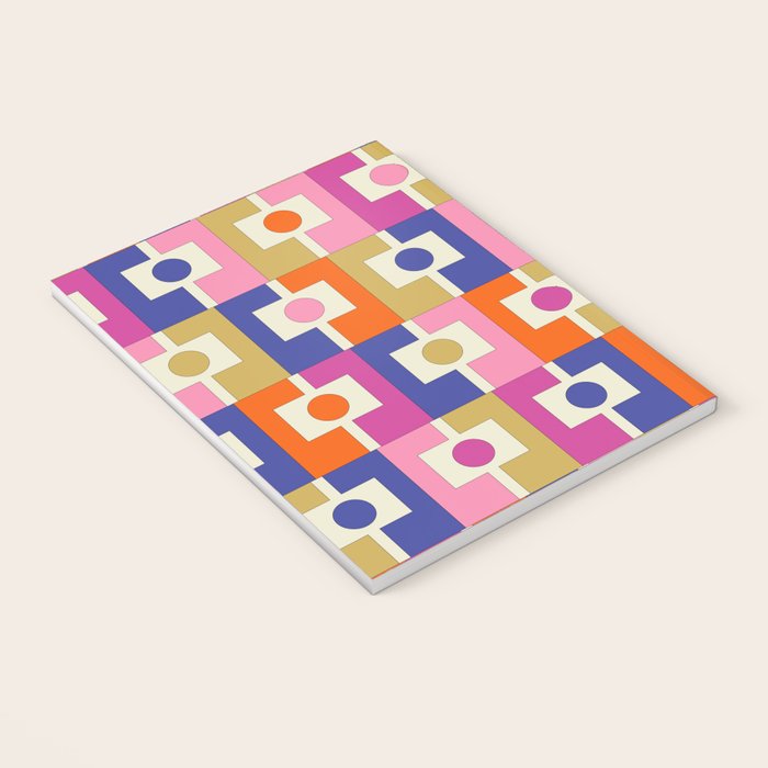 Colorful Retro Modern Geometric Rektangel Pattern Blue Orange Pink Notebook Gallery Image 3