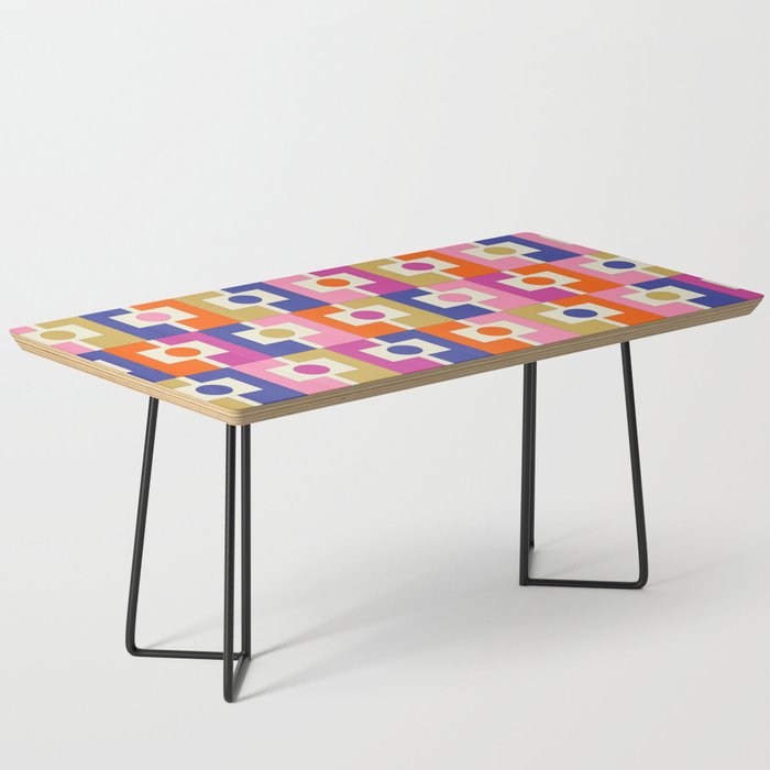 Colorful Retro Modern Geometric Rektangel Pattern Blue Orange Pink Coffee Table Gallery Image 1