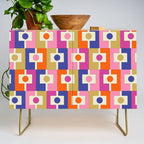 Colorful Retro Modern Geometric Rektangel Pattern Blue Orange Pink Credenza Gallery Image 1