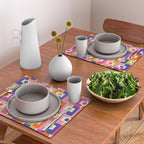 Colorful Retro Modern Geometric Rektangel Pattern Blue Orange Pink Placemat Gallery Image 2