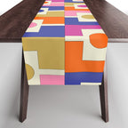 Colorful Retro Modern Geometric Rektangel Pattern Blue Orange Pink Table Runner Gallery Image 1