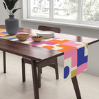 Colorful Retro Modern Geometric Rektangel Pattern Blue Orange Pink Table Runner Gallery Image 2