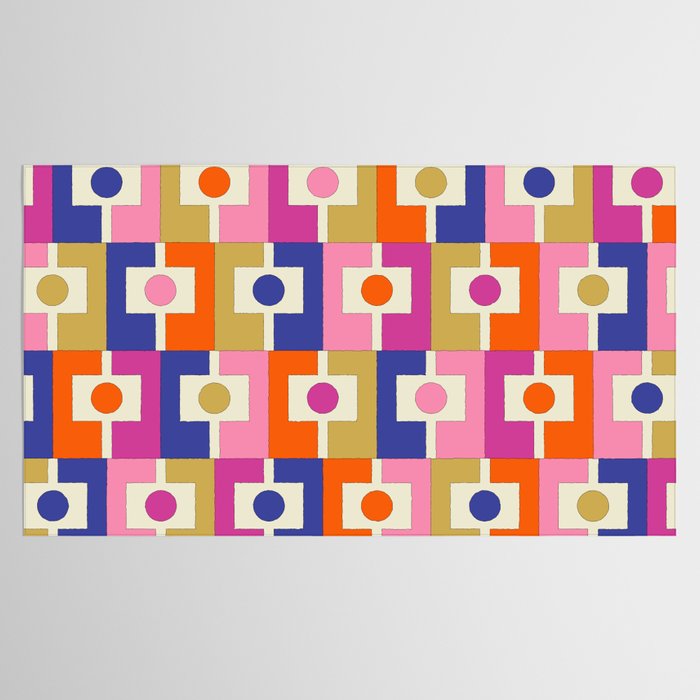 Colorful Retro Modern Geometric Rektangel Pattern Blue Orange Pink Tablecloth Gallery Image 2