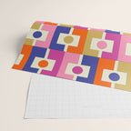 Colorful Retro Modern Geometric Rektangel Pattern Blue Orange Pink Wrapping Paper Gallery Image 2