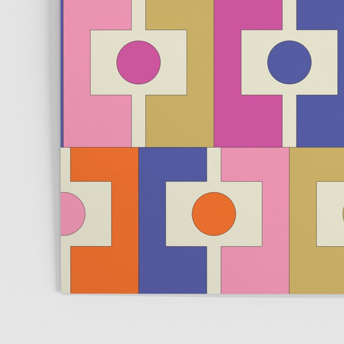 Colorful Retro Modern Geometric Rektangel Pattern Blue Orange Pink Poster Gallery Image 3
