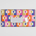 Colorful Retro Modern Geometric Rektangel Pattern Blue Orange Pink Desk Mat Gallery Image 1