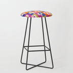 Colorful Retro Modern Geometric Rektangel Pattern Blue Orange Pink Stool Gallery Image 1