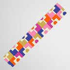 Colorful Retro Modern Geometric Rektangel Pattern Blue Orange Pink Table Runner Gallery Image 3