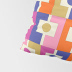 Colorful Retro Modern Geometric Rektangel Pattern Blue Orange Pink Pillow Sham Gallery Image 4