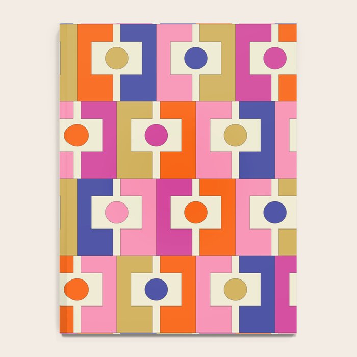 Colorful Retro Modern Geometric Rektangel Pattern Blue Orange Pink Notebook Gallery Image 4