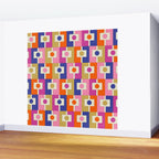 Colorful Retro Modern Geometric Rektangel Pattern Blue Orange Pink Wall Mural Gallery Image 2
