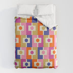 Colorful Retro Modern Geometric Rektangel Pattern Blue Orange Pink Duvet Cover Gallery Image 6