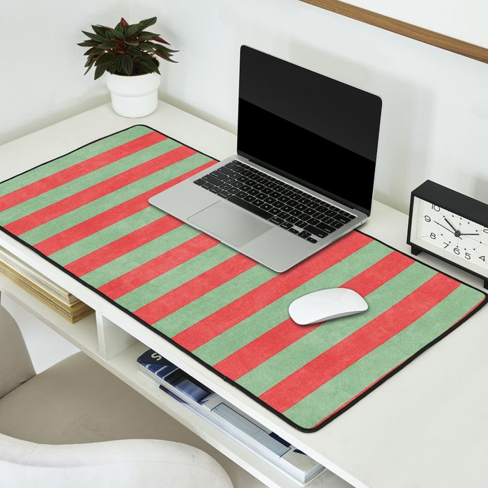 STRIPES - 005 - red and green Desk Mat Gallery Image 2