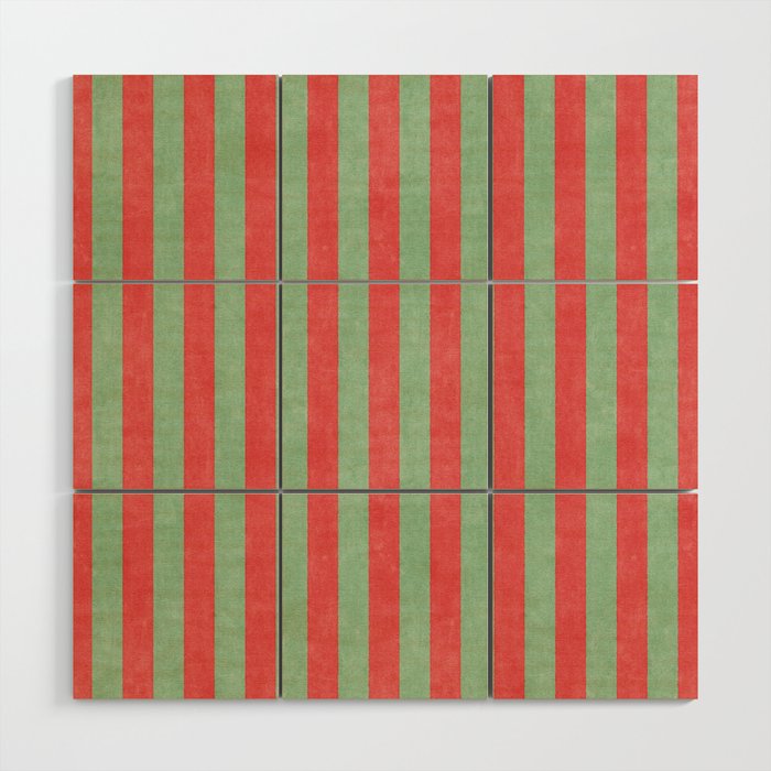 STRIPES - 005 - red and green Wood Wall Art Gallery Image 1