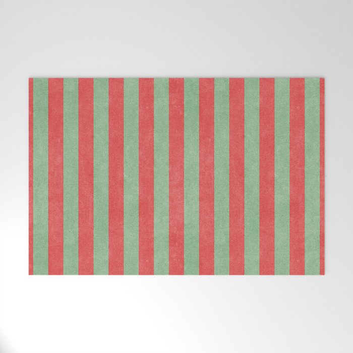 STRIPES - 005 - red and green Welcome Mat Gallery Image 1