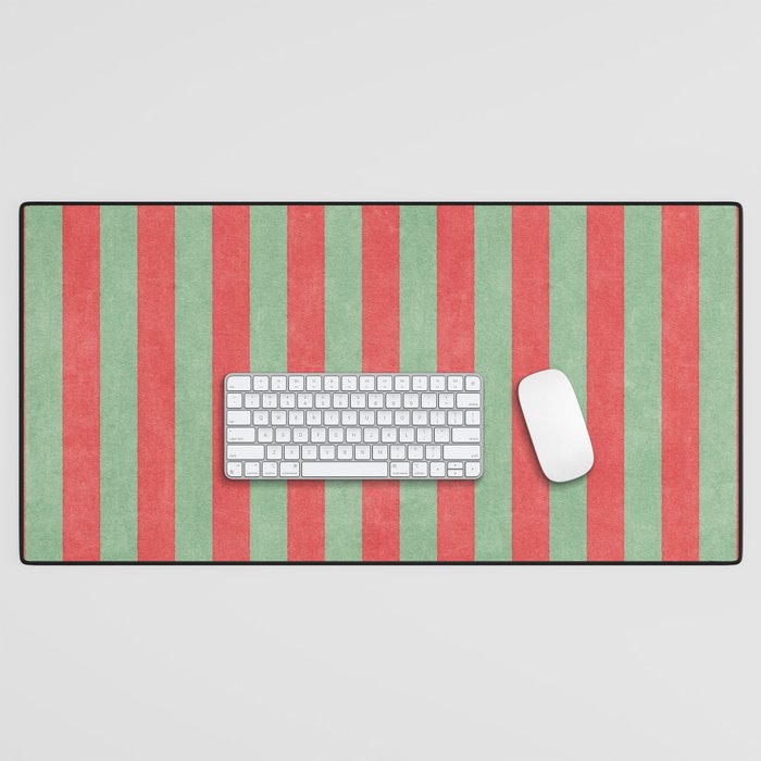 STRIPES - 005 - red and green Desk Mat Gallery Image 1