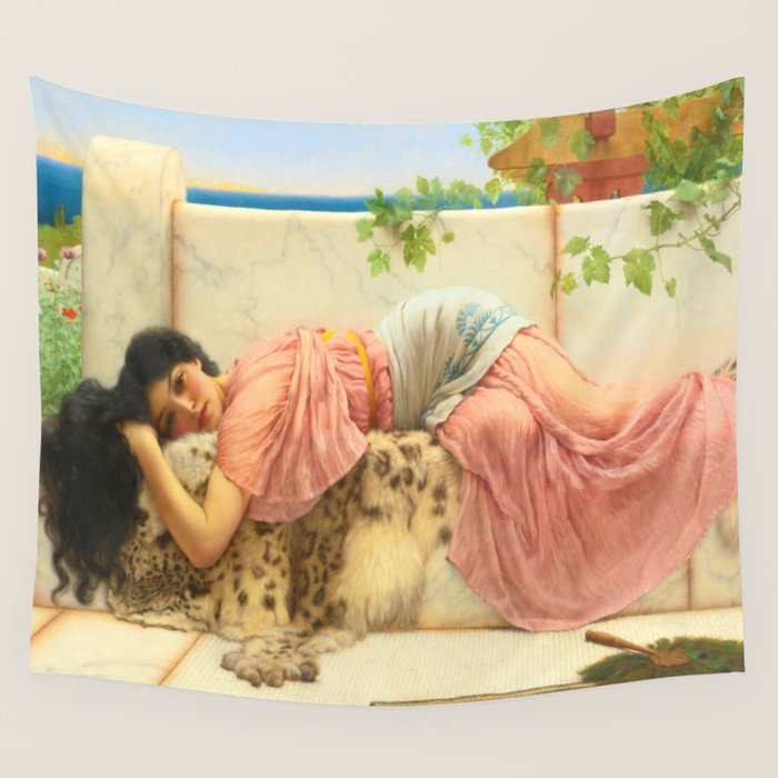 When The Heart is Young - John William Godward Wall Tapestry Gallery Image 4