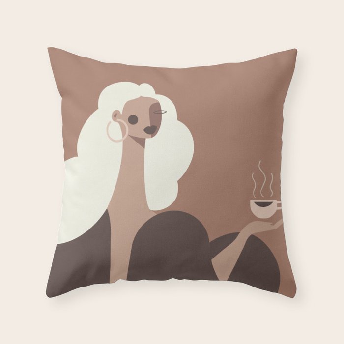 Coffee Hour Inspired by PANTONE 17 1230 Mocha Mousse Throw Pillow Gallery Image 6