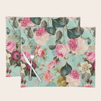 Vintage & Shabby Chic - Summer Teal Roses Flower Garden Placemat Gallery Image 1