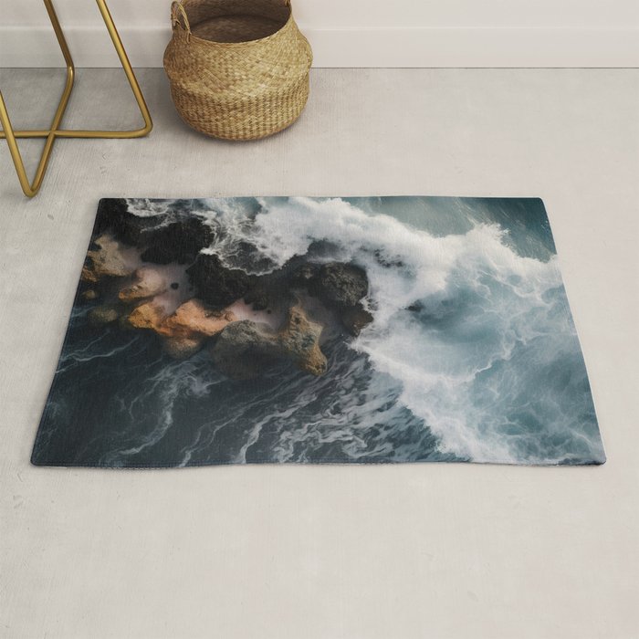 Wild Waves crashing on the tropical Coast - Landscape Photography Rug Gallery Image 1