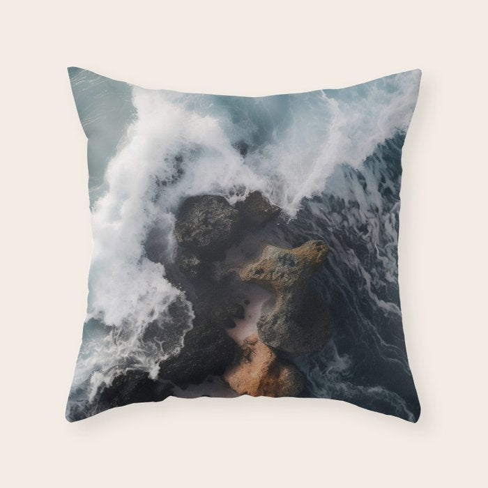 Wild Waves crashing on the tropical Coast - Landscape Photography Throw Pillow Gallery Image 6