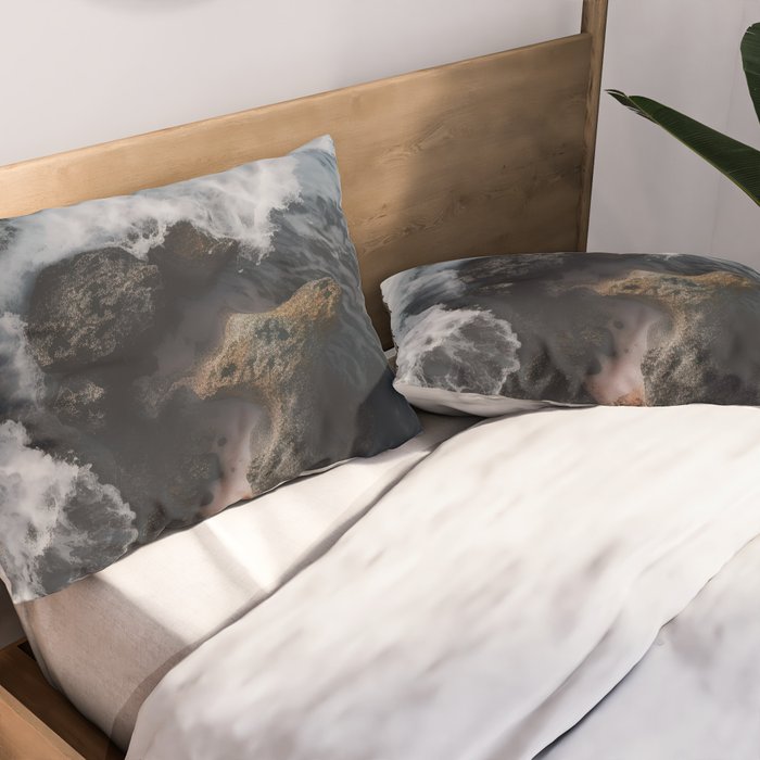 Wild Waves crashing on the tropical Coast - Landscape Photography Pillow Sham Gallery Image 2